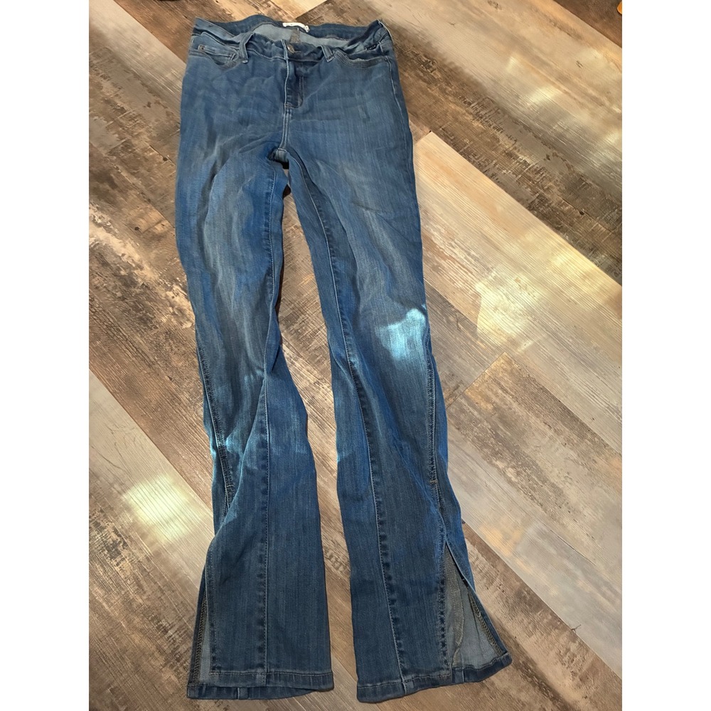 Cello Women Blue High Rise Flare Jeans Side Slit Seam Detail Size 11